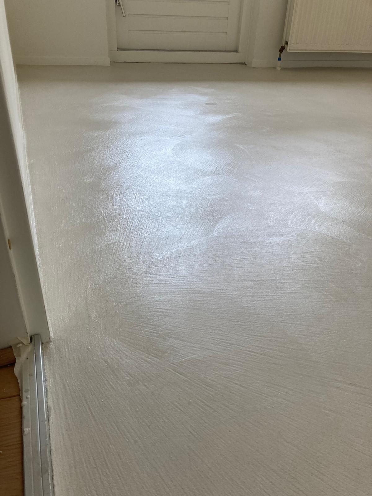 Microcement floor mid-application